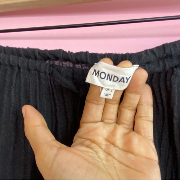 Monday Swimwear Belize Crinkle Linen Beach Pants, Black, S - Picture 8 of 15